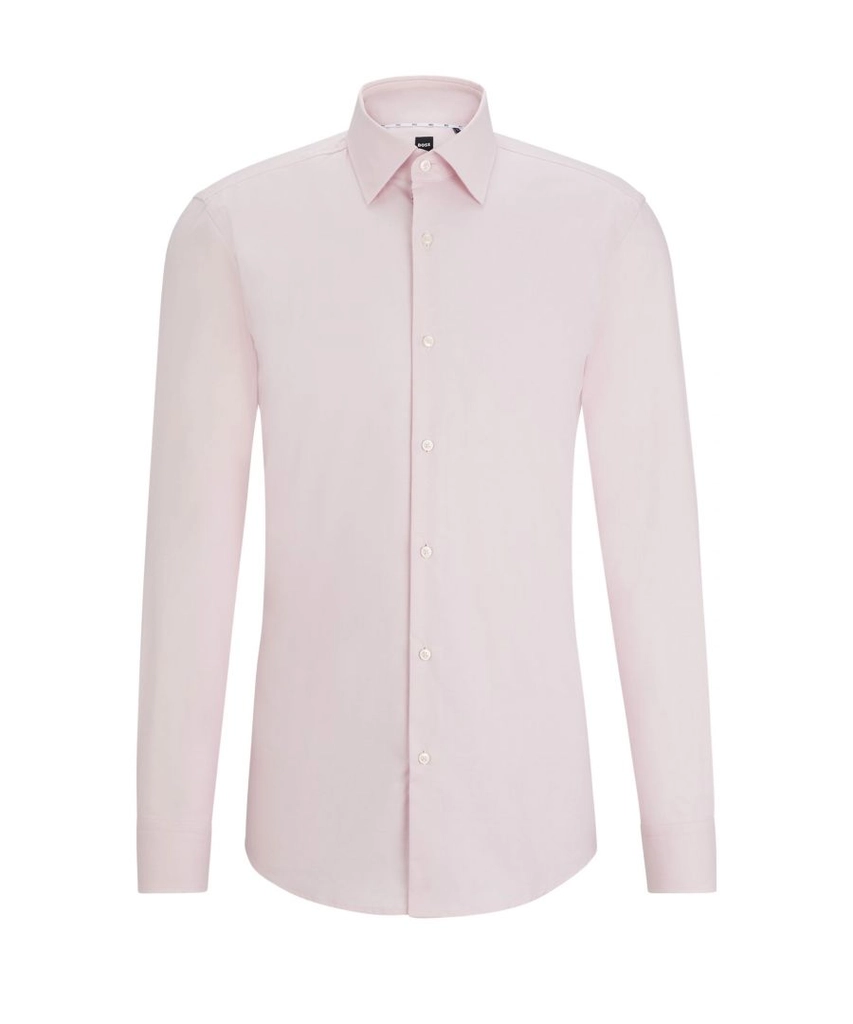Hugo Boss Mens H-hank-kent-c6-242 Long Sleeved Shirt Light Pastel Pink - Size 17.5 inch